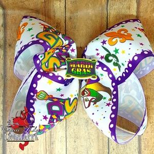 7 inch JOJO style Mardi Gras Hairbow